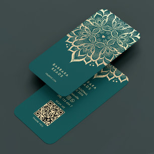 Cartão De Visita Astrologer Astrologist Dark Teal Mandala Elegante