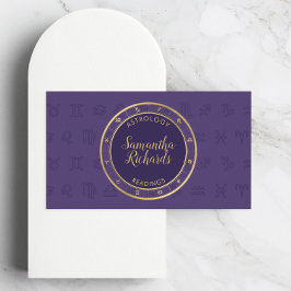 Cartão De Visita Astrologia Zodiaca Roxo Mística