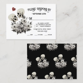 Cartão De Visita Até a morte de nós Part Skeleton Casal Floral RSVP