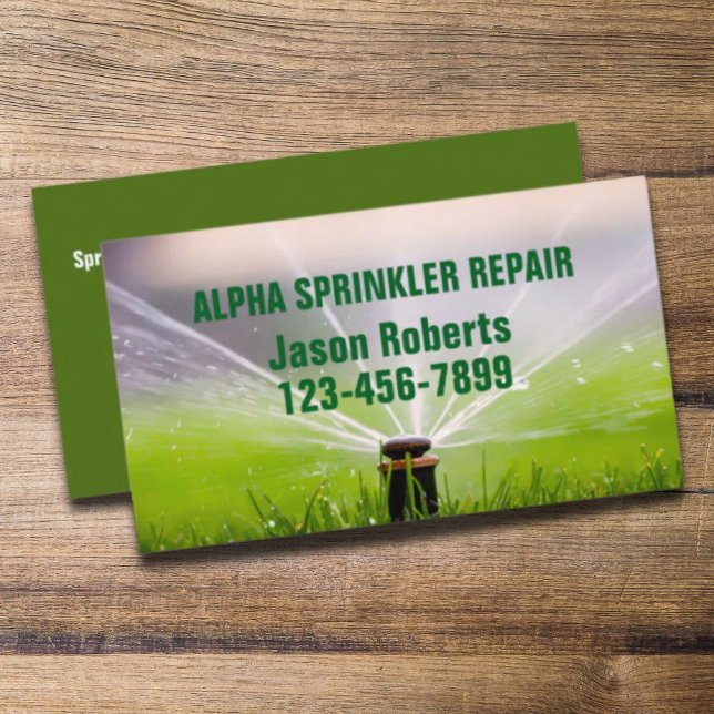 Cartão De Visita Atenção Paisagem Paisagem Paisagista Irrigação do  (Lawn Care Landscaping Sprinkler Repair Irrigation Business Card)