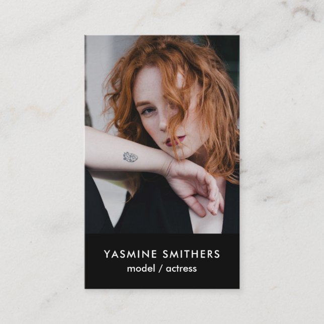 Cartão De Visita Ator Model Singer Dancer SOCIAL ICON Black Foto (Frente)