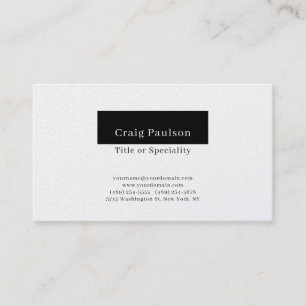 Cartão De Visita Atraente Pérola Premium Preto e Branco Simples