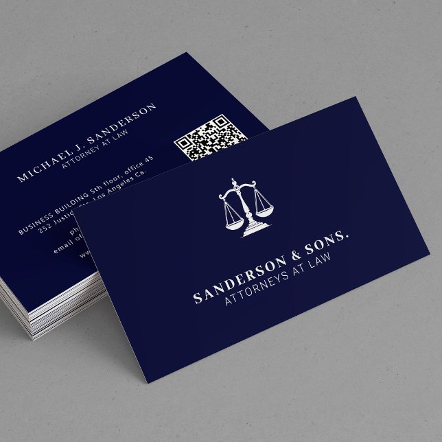 Cartão De Visita Attorney at law lawyer professional navy (Criador carregado)