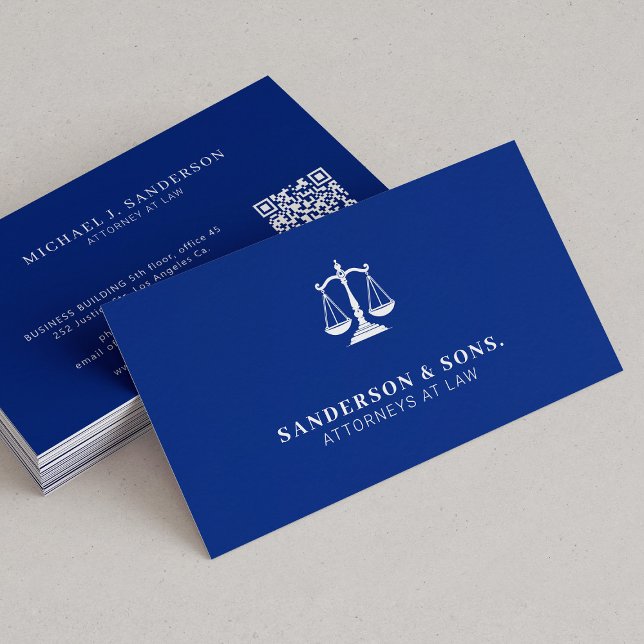 Cartão De Visita Attorney at law lawyer professional royal blue (Criador carregado)