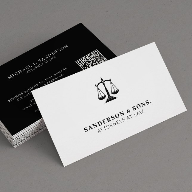 Cartão De Visita Attorney at law lawyer professional white (Criador carregado)