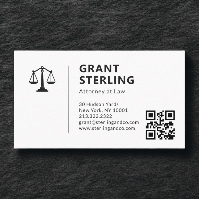 Cartão De Visita Attorney at Law QR Code Scales of Justice (Criador carregado)