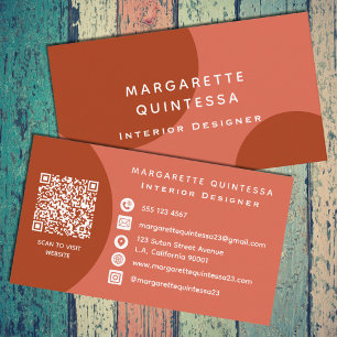 Cartão De Visita Atuante Elegante Terracotta QR Code Professional