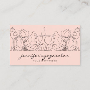 Cartão De Visita Aula de yoga móvel no ginásio Pink