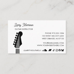 Cartão De Visita Aulas de Guitarra Elétrica Músico Professor de Mús