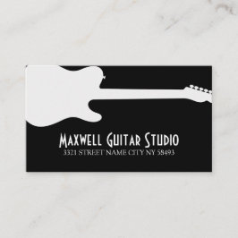Cartão De Visita Aulas de Guitarra Instrutor Estúdio de Música Negó