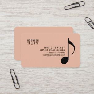 Cartão De Visita Aulas Particulares professor de música boho rosa