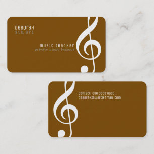 Cartão De Visita Aulas particulares professor de música marrom