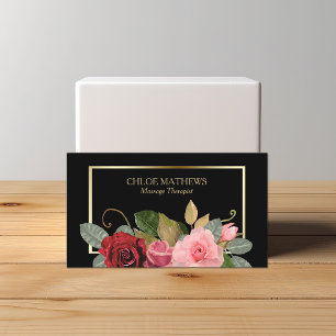 Cartão De Visita Aumentou o profissional Dourado floral do quadro