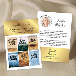 Cartão De Visita Author Book Series Photo Collage White & Gold
