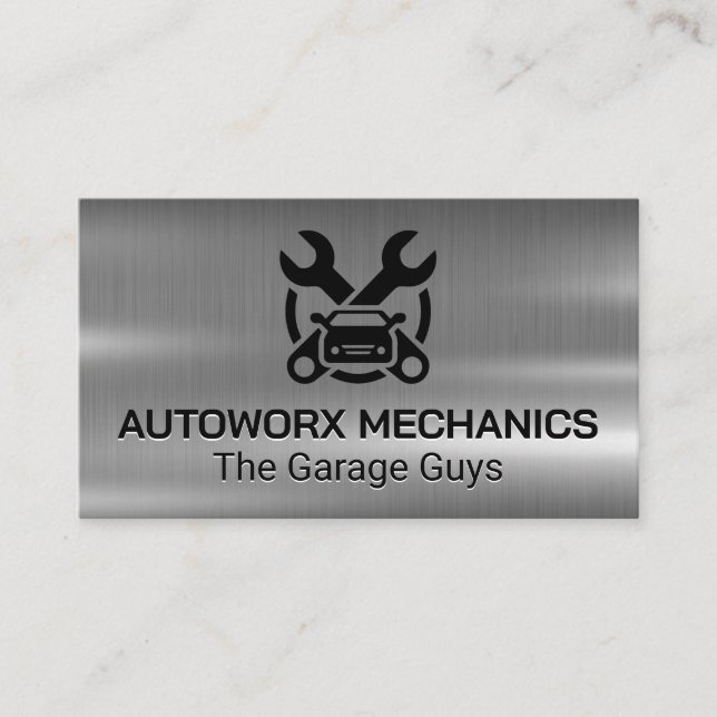 Cartão De Visita Auto Car Repair Services Icons | Metallic (Frente)