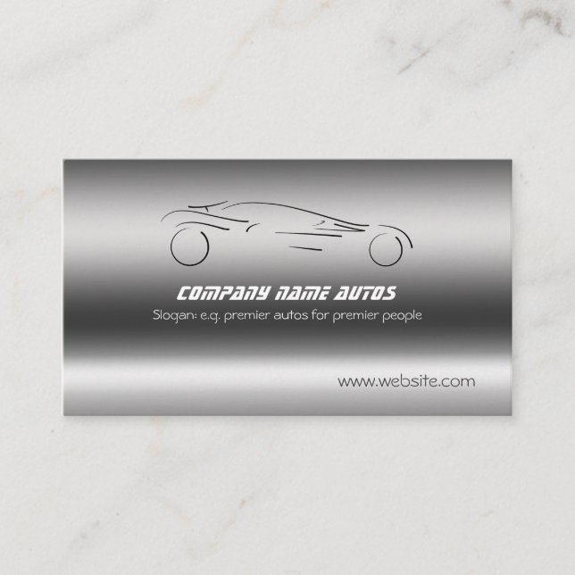 Cartão De Visita Auto carro no aço escovado - Sportscar (Frente)