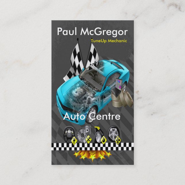 Cartão De Visita Auto Centre / TuneUp Mechanic Business Card (Frente)