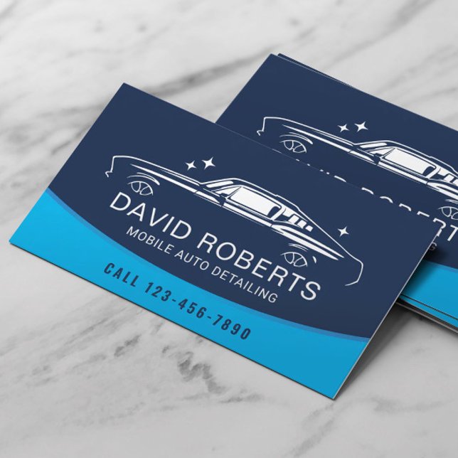 Cartão De Visita Automático móvel com detalhes de luz azul (Criador carregado)