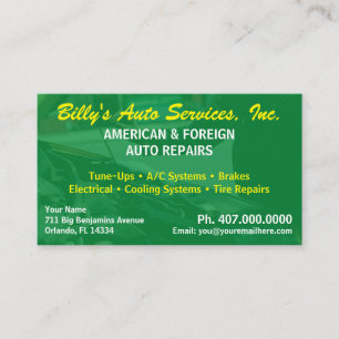 Cartão De Visita Automobile Car Repair Mechanic 2 Sided Modelo Bu