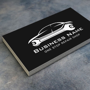 Cartão De Visita Automotive Repair Car & Wrench Logo Automotive Mec