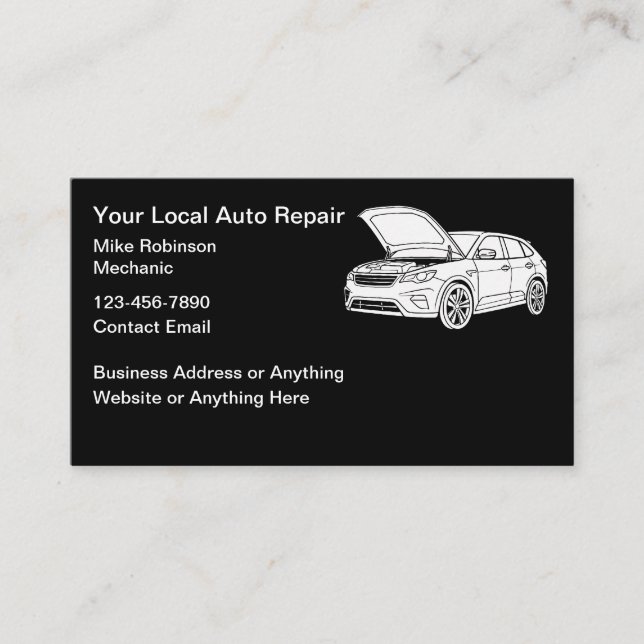 Cartão De Visita Automotive Repair Mechanic Business Cards  (Frente)