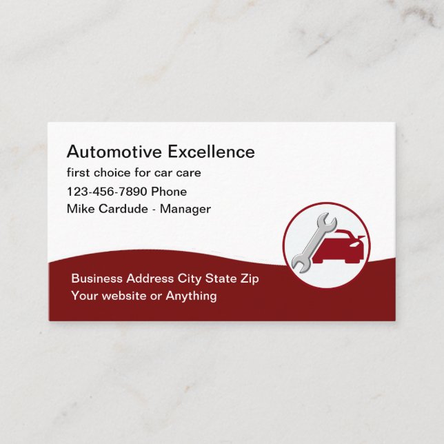 Cartão De Visita Automotive Services Cool Business Card Design (Frente)