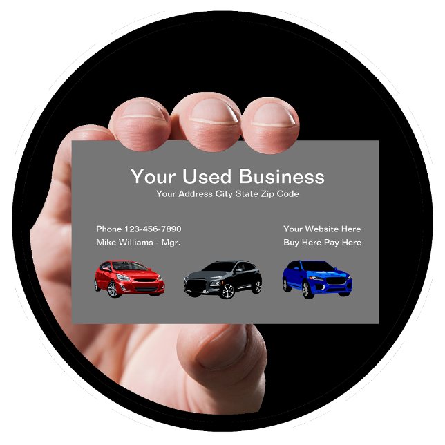 Cartão De Visita Automotivo Simples para Revendedores de Automóveis (Used Car Dealer Business Cards)