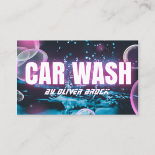 Cartão De Visita Automóvel Lave Automóvel Neon