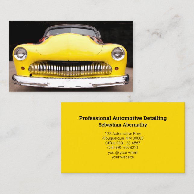 Cartão De Visita Automóvel Personalizado Ocupação Amarelo Automóvel (Frente/Verso)