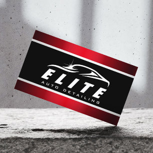 Cartão De Visita Automóvel que detalha o carro vermelho preto