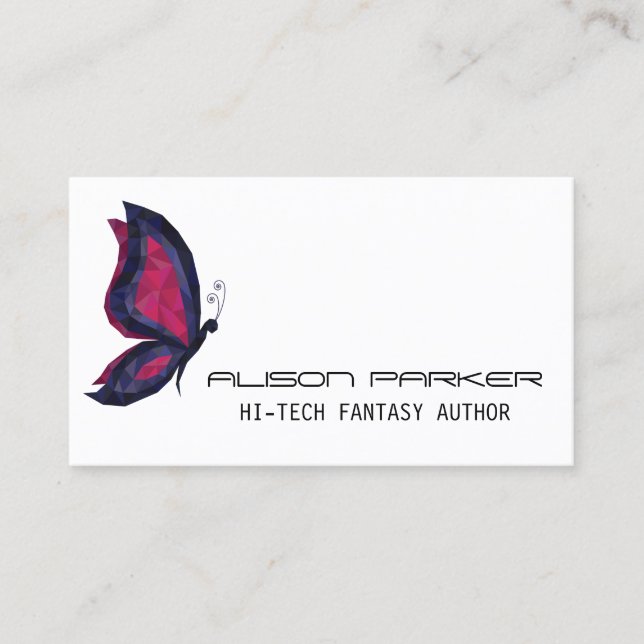 Cartão De Visita Autor de design geométrica geométrica da borboleta (Frente)