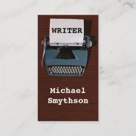 Cartão De Visita Autor de Escritor Retro Typewriter on Wood