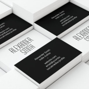 Cartão De Visita Autor de Fontes Clássicas Preto e Branco Indie