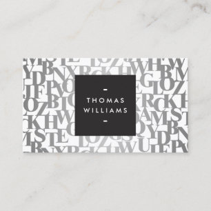 Cartão De Visita Autores abstratos de prata de Letterforms II,