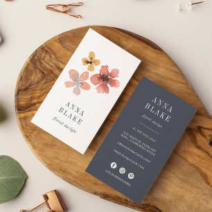 Cartão De Visita Autumn Blossom Corante aquoso Vertical Floral