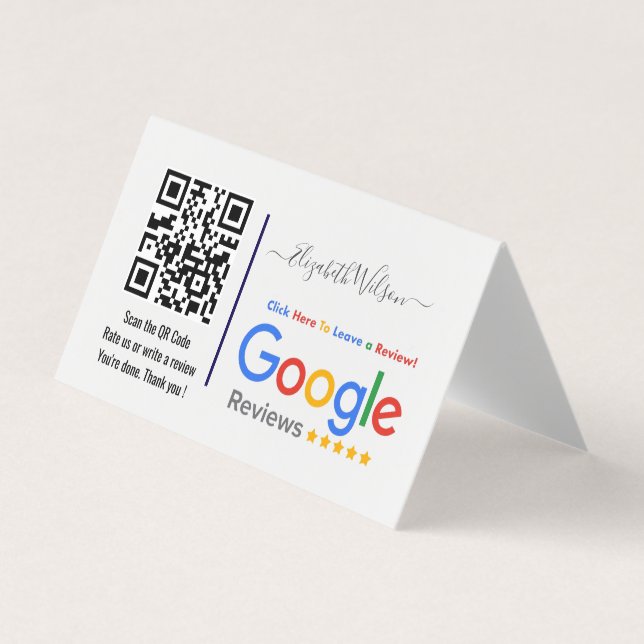 Cartão De Visita Avaliação do Google com link de código QR (Frente)
