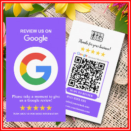 Cartão De Visita Avaliações do Google | Código QR Roxo de Avaliação