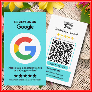 Cartão De Visita Avaliações do Google Código QR Turquesa de Avali