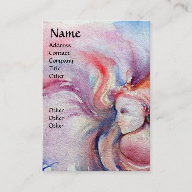 Cartão De Visita AVALON / Magia e Mistério Fantasia Azul Rosa (Frente)