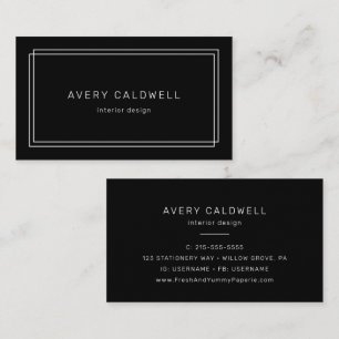 Cartão de Visita Avery Moderno Preto com Moldura D