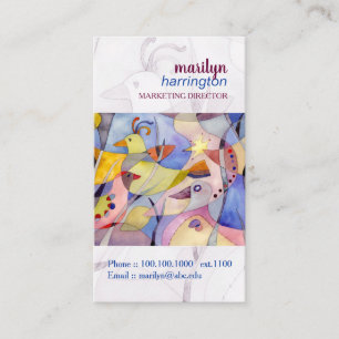 Cartão De Visita Aves de abstrato Watercolor