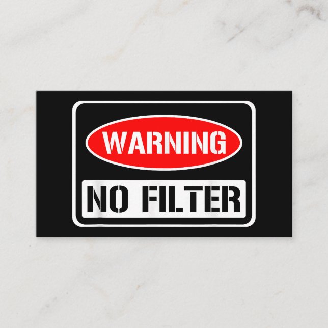 Cartão De Visita Aviso Sem Filtro Engraçado Engraçado Perigo De Arm (Frente)