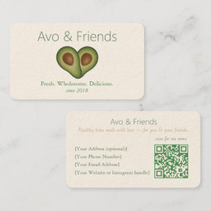 Cartão De Visita Avo e Amigos Logotipo Avocado - Comida saudável