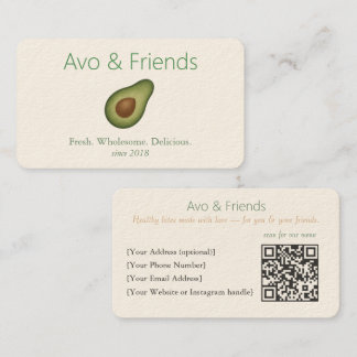 Cartão De Visita Avo e Amigos | Logotipo Avocado - Comida saudável 