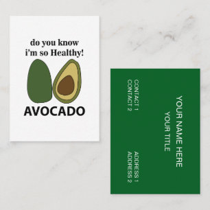 Cartão De Visita Avocado Sabe que sou tão saudável aclamado