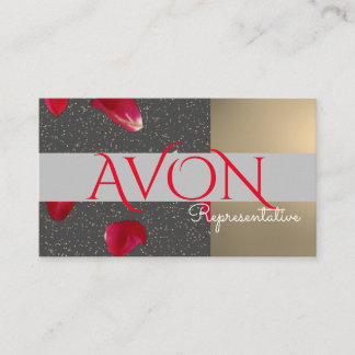 Cartão De Visita Avon Personalizado Dourado e Rosa