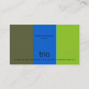 Cartão De Visita Azeitona escura do trio, azul & verde brilhantes