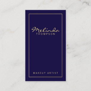 Cartão De Visita Azuis marinhos e ouro modernos simples