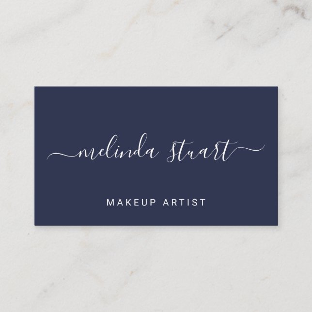 Cartão De Visita Azuis marinhos modernos profissionais do roteiro (Frente)