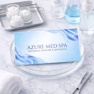 Cartão De Visita Azul Ágata Mármore Metálico Moderno Med Spa